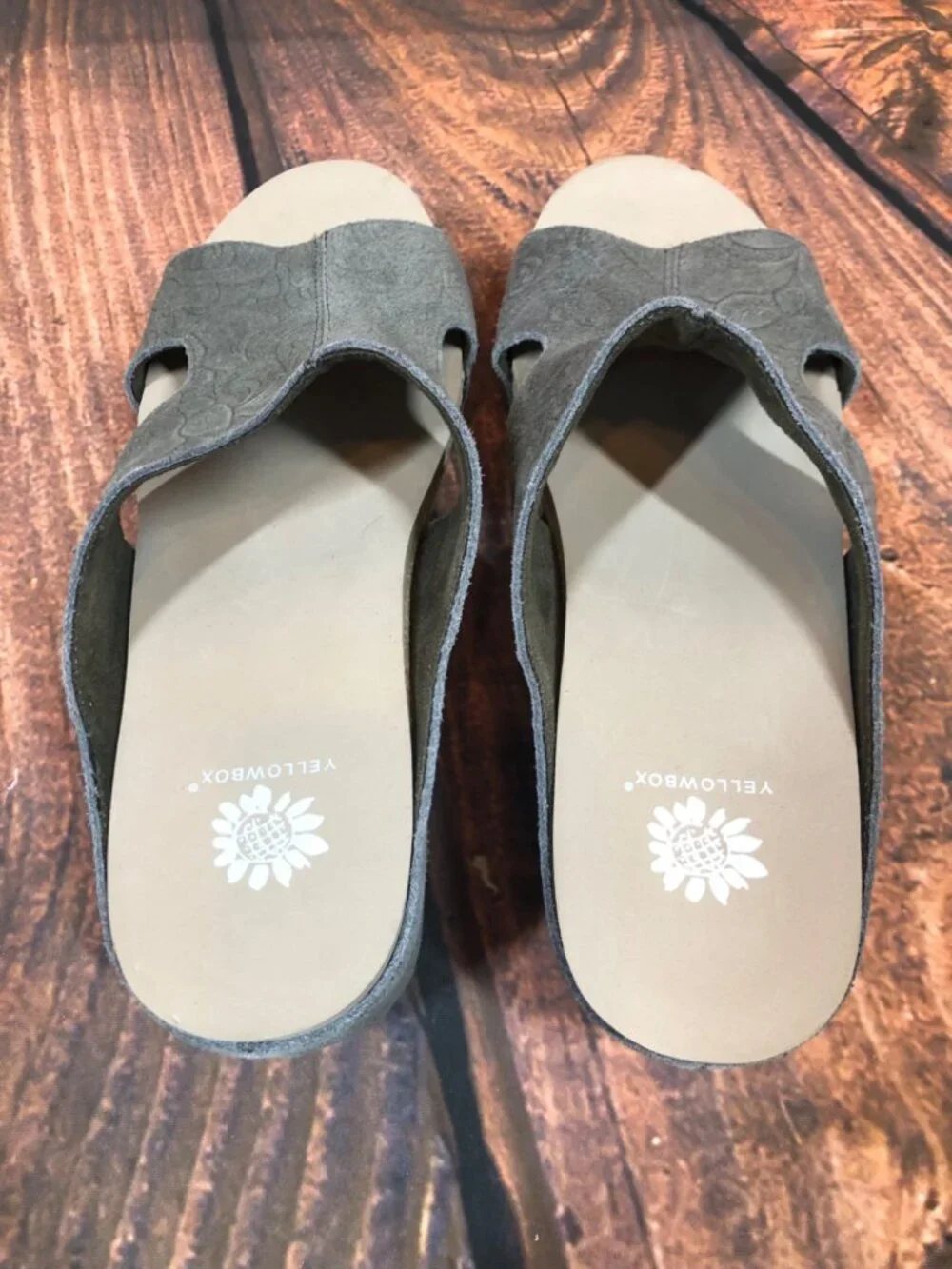 YellowBox Basia Sage Floral Embossed Wedge Sandals Womens 9.5 (s5p) - Picture 4 of 11
